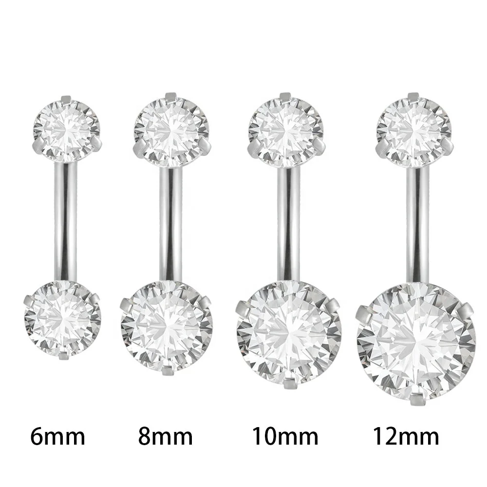 

Surgical Steel Round Double Clear Cz Belly Button Rings Navel Piercing Ring Body Piercing Jewelry For Women Gift 14G