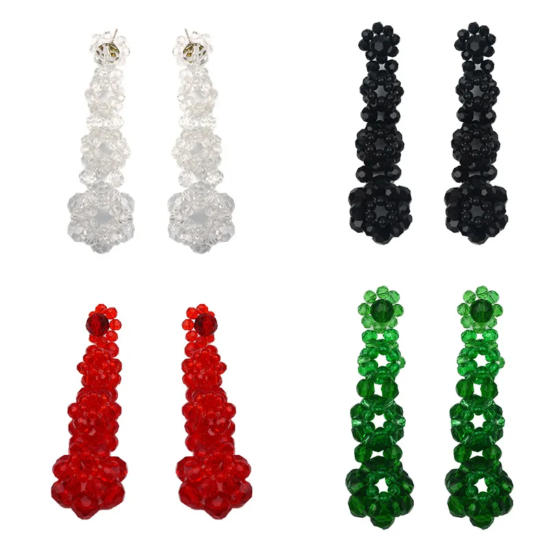 

New Simple Fashion Earrings Fashion Week Show Crystal Woven Floral Embellished Earrings, Picture shows