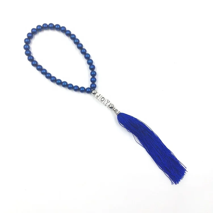

33 Beads Crystal Royal Blue Pearl Color Tassel Rosary Tasbih For Believer, Red