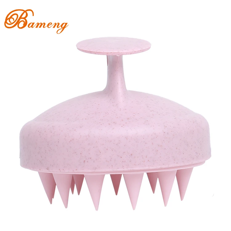 

Wholesale Custom Private Logo Eco Friendly Wheat Straw Handheld Soft Silicone Head Scalp Massage Hair Care Shampoo Bath Brushes, Black,pink,green,rose gold,purple