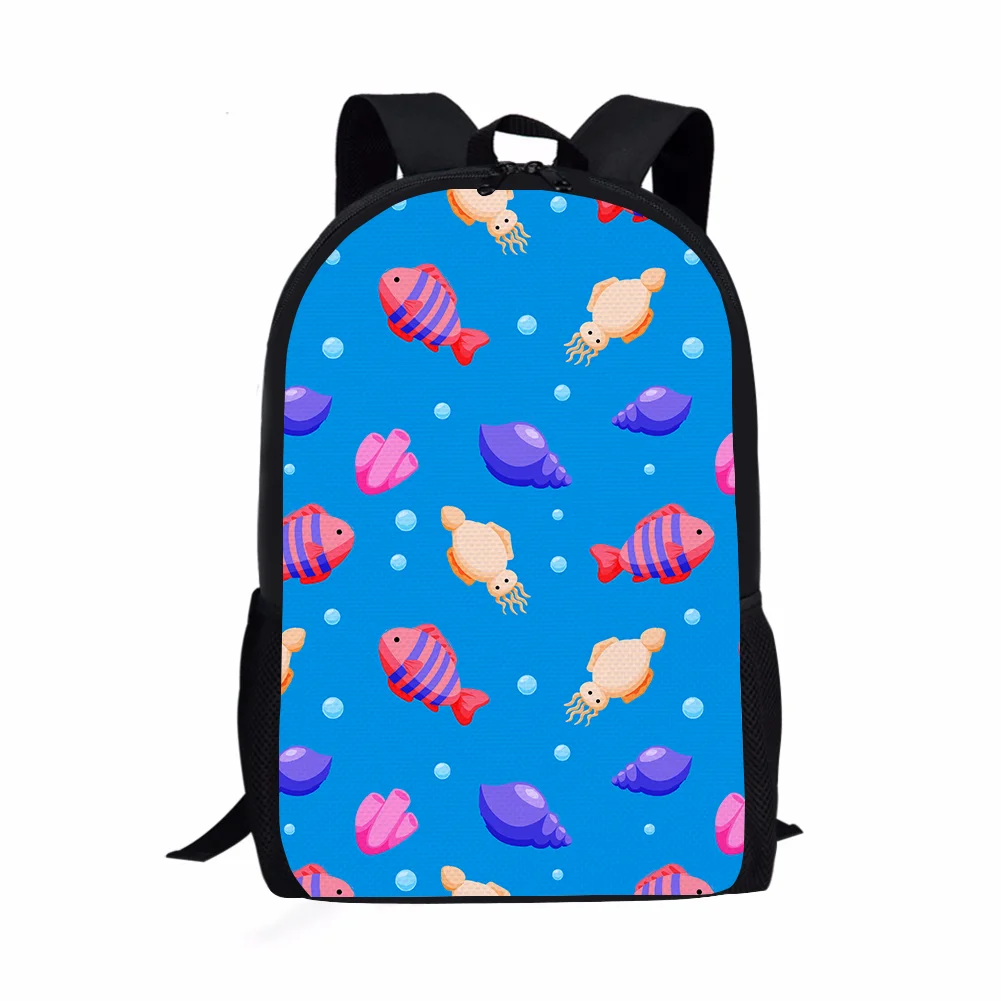 

Custom Fashion 2022 New Design Marine Life Pattern 1MOQ Waterproof Polyester Novation Student Children Kids Backpack School Bag