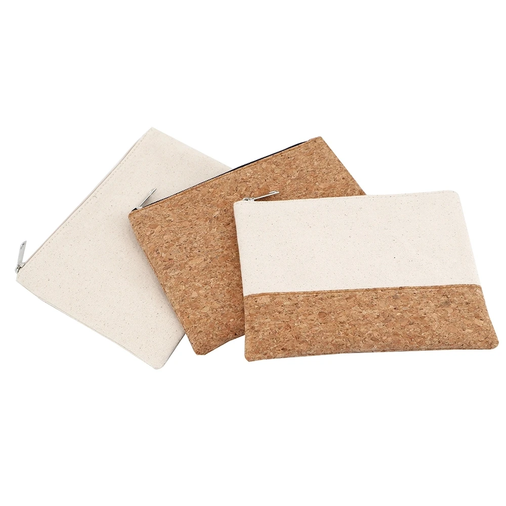 

Custom logo design eco friendly cork cosmetic bag organizer with canvas women cork sleeve bag small embossed cork bag, White;black or customized