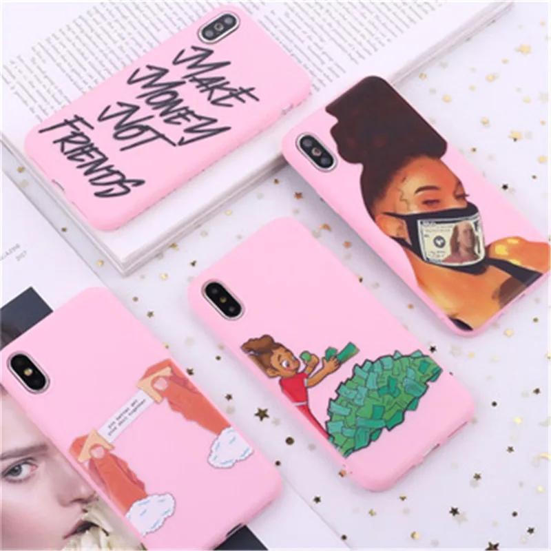 

For iPhone 11 Make Money Not Friends Phone Case for Teen Girls, For iPhone X African American Black Girl Phone Case, Various