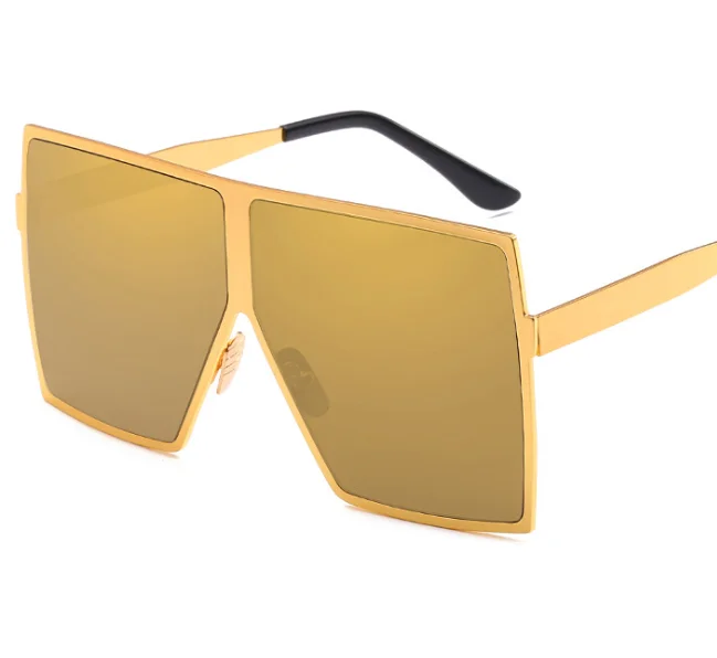

Queena Bling Gold Oversized Square Sunglasses For Women Metal Frame Brown Shades Vintage 2020 Brand Glasses Fashion Oculo UV400