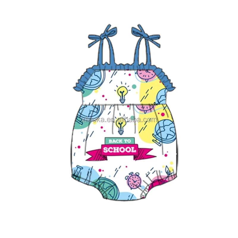 

2021 Wholesale Boutique Kids Clothing Back to School Baby Girl Romper