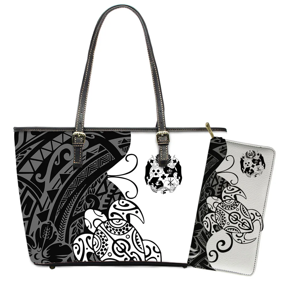 

Fashion Handbags Wholesale Polynesian Women Handbags Purse 2Pcs Set Custom Printed Shoulder Bag for Girls Vintage Style New, Customizable
