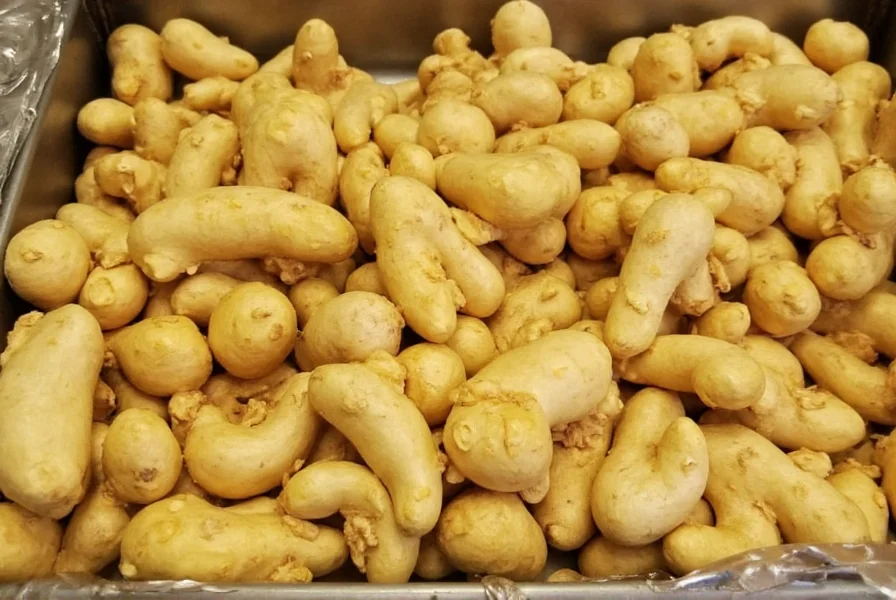 Close-up comparison of young ginger with smooth skin versus old ginger with thick, fibrous skin showing texture differences