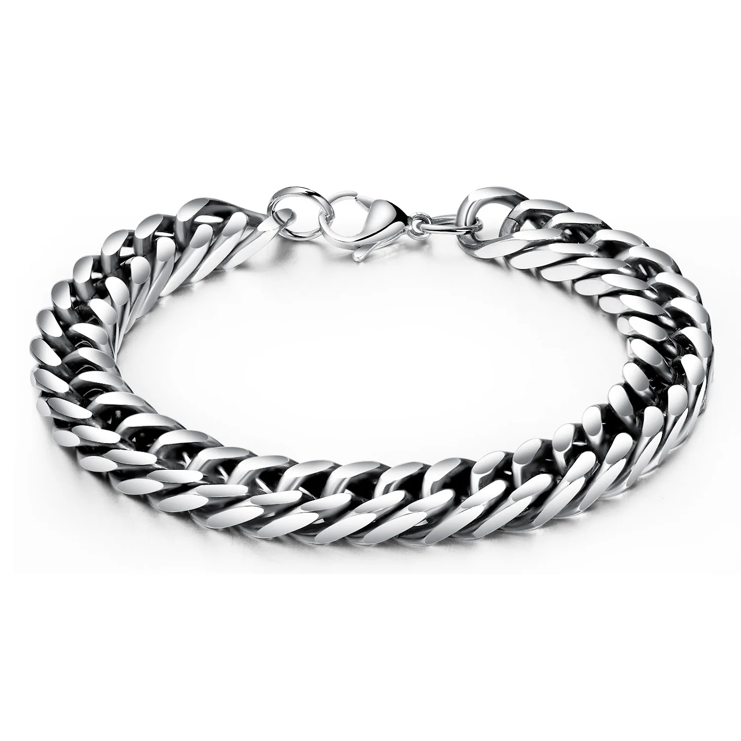 

Popular Men Cuban Chain Fashion 316L Stainless Steel Bracelet Accessories Custom Jewelry Bangle Wristband Factory Wholesale MOJO, Silver;customized color