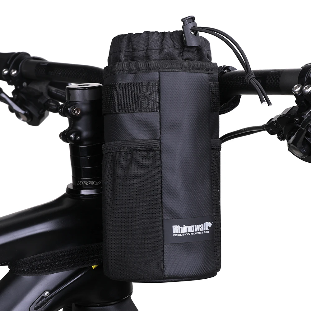 

Rhinowalk OEM Bike Bicycle Handlebar Water Holder Bike Handlebar Bottle Bag Insulated Cup Drink Snack Holder, Black