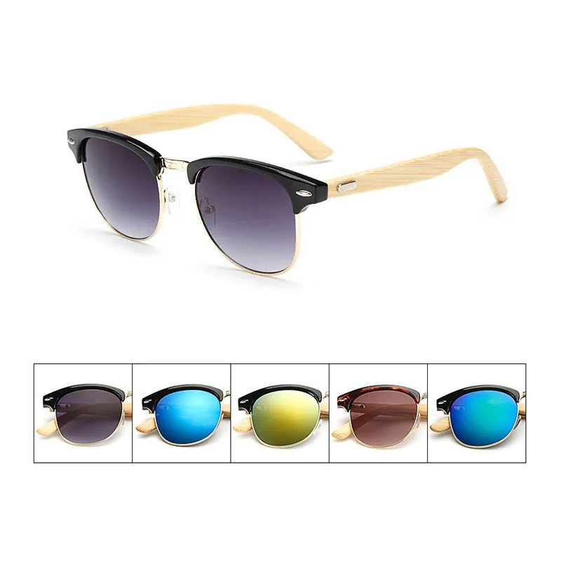 

Polarized Sunglasses Men Plastic Frame Wood Fashion Sun Glasses Mirror Lens UV400