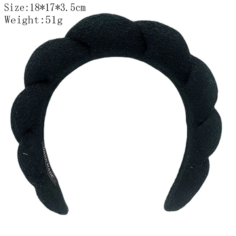 

MIO Vintage Wide Hairband Women Hair Accessories Solid Color Puffy Sponge Headband Terry Fabric Wrap Padded Designer Head bands