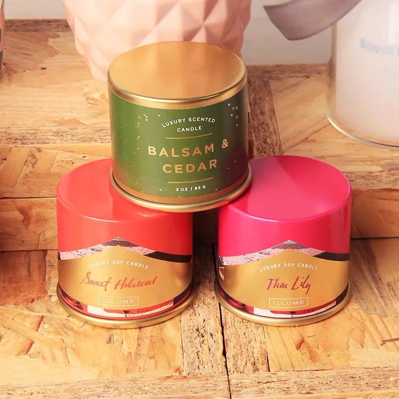 Wholesale 3 Oz Tin Custom Empty Small Metal White Candle Tins Jar Soy