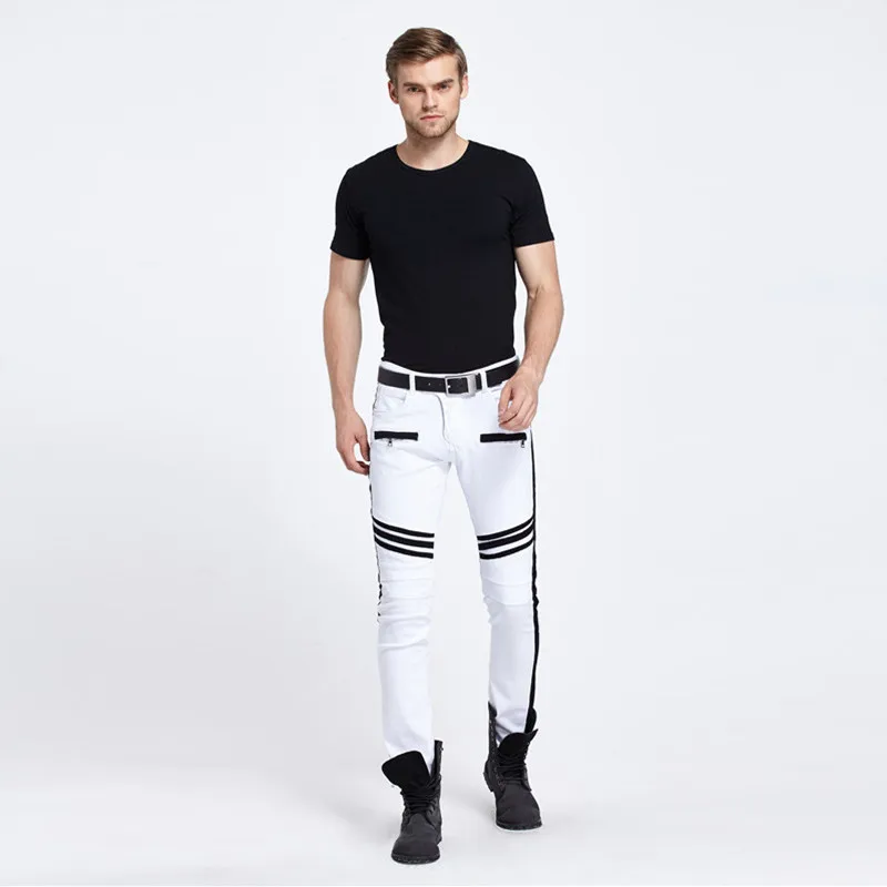 

Men's slim stretch simple denim pants white new arrivals sexy jeans, Customized color