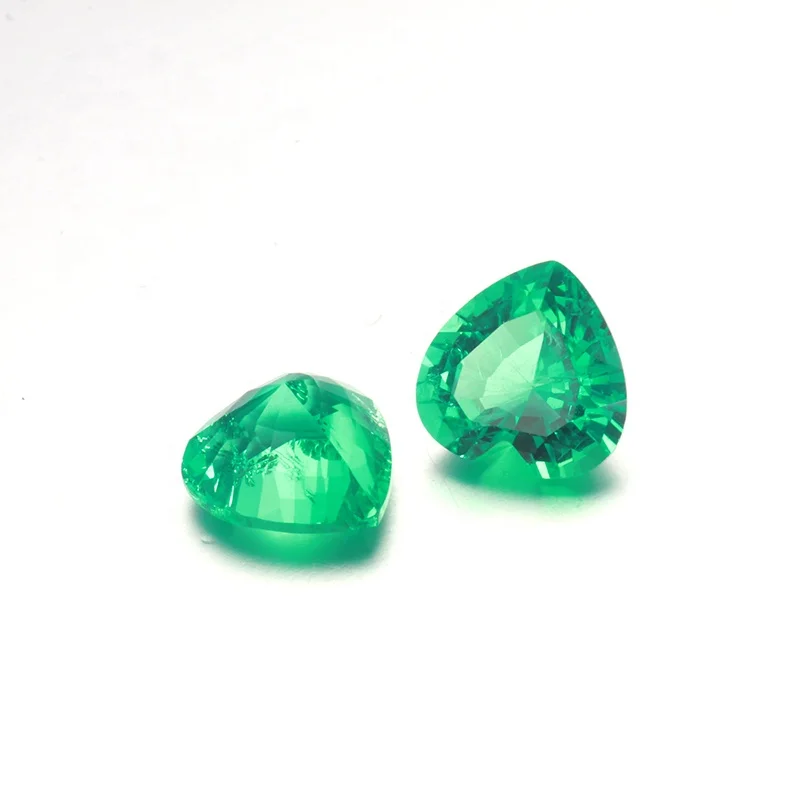 

hydrothermal grown emeralds heart cut lab created emerald loose gemstone for sale