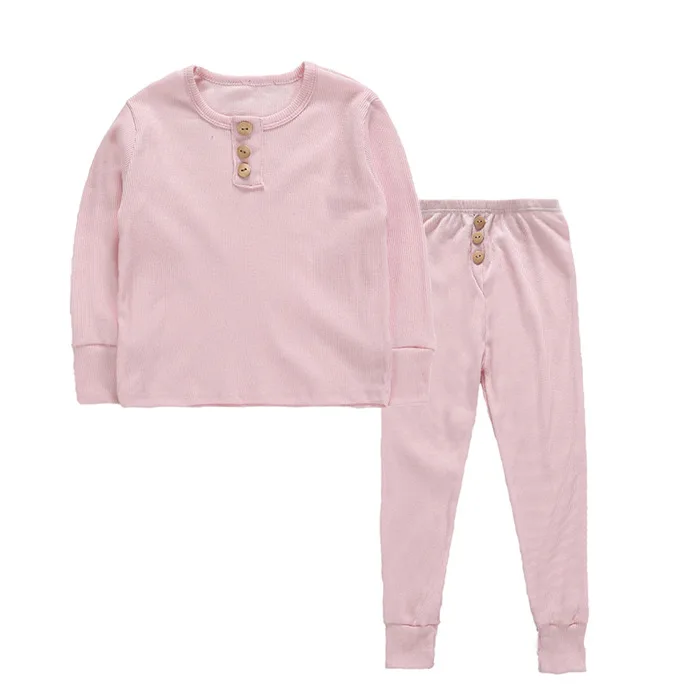 

Plain Unisex Kids Wear Pajamas Boy's Solid Color Two-piece Suit