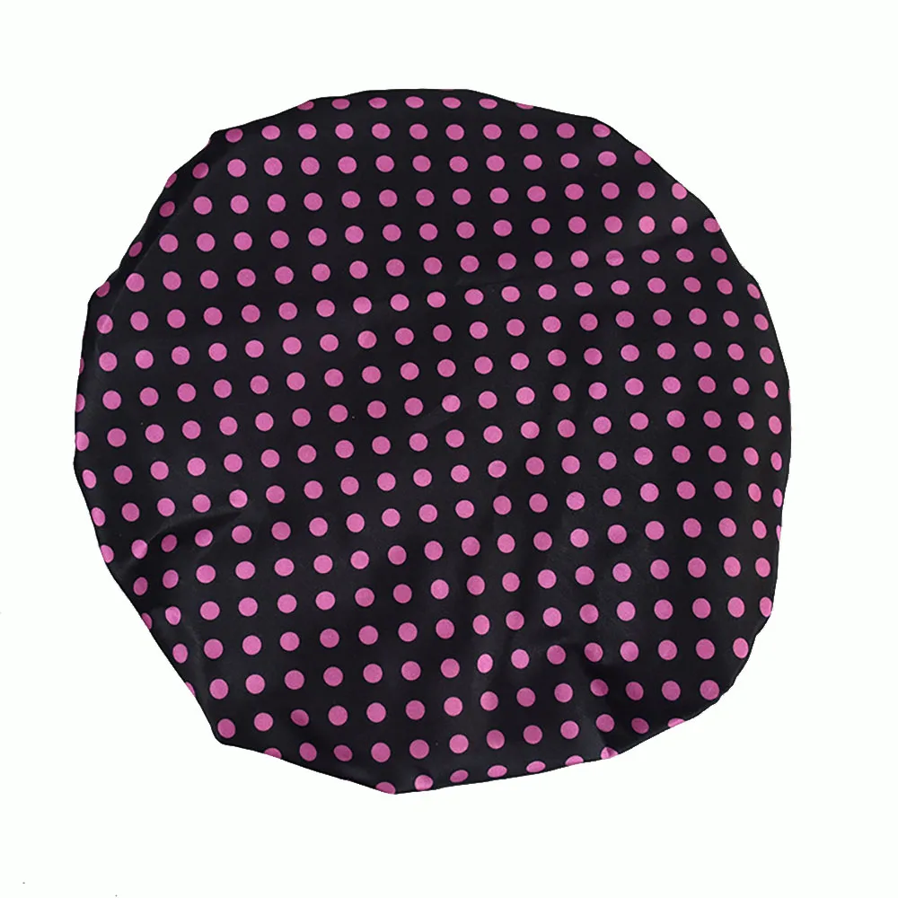 

Promotional Adult Purple Polka Dot Printing Dustproof Shower Cap Reusable Double Layer Women Waterproof Shower Cap, Picture