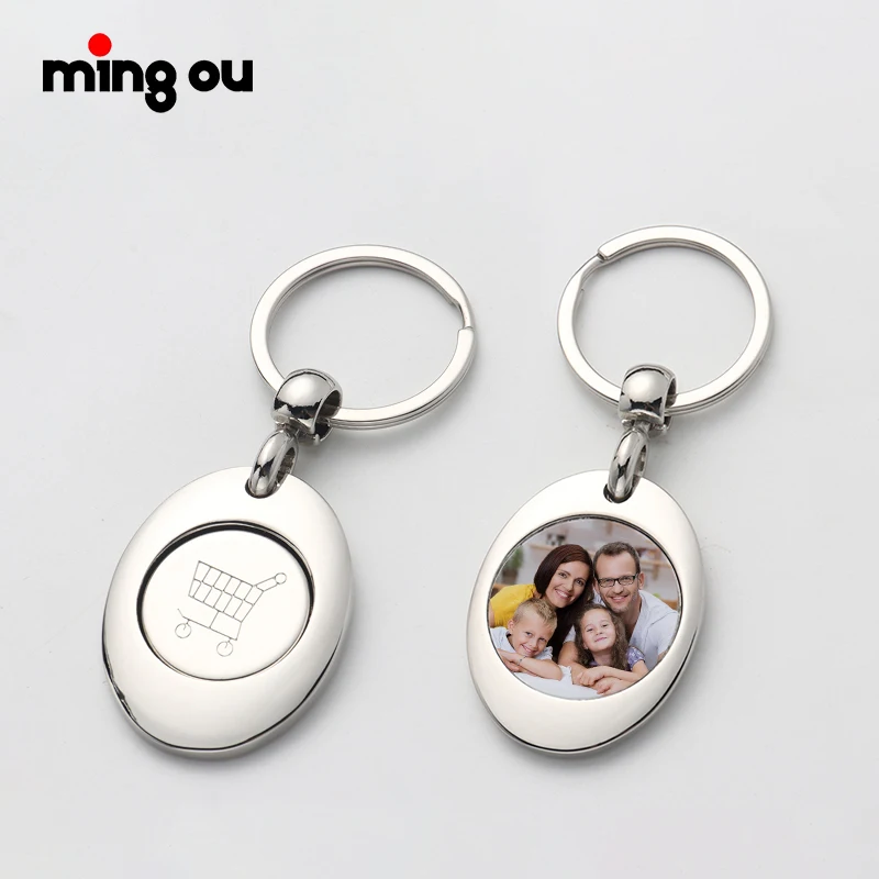 

China Factory Custom Metal Shopping Cart Trolley Coin Keychain sublimation keychain