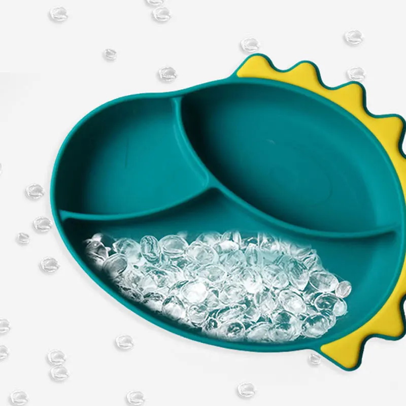 

High Quality Silicone Dinosaur non slip steel plates mat owl baby with spoon and fork