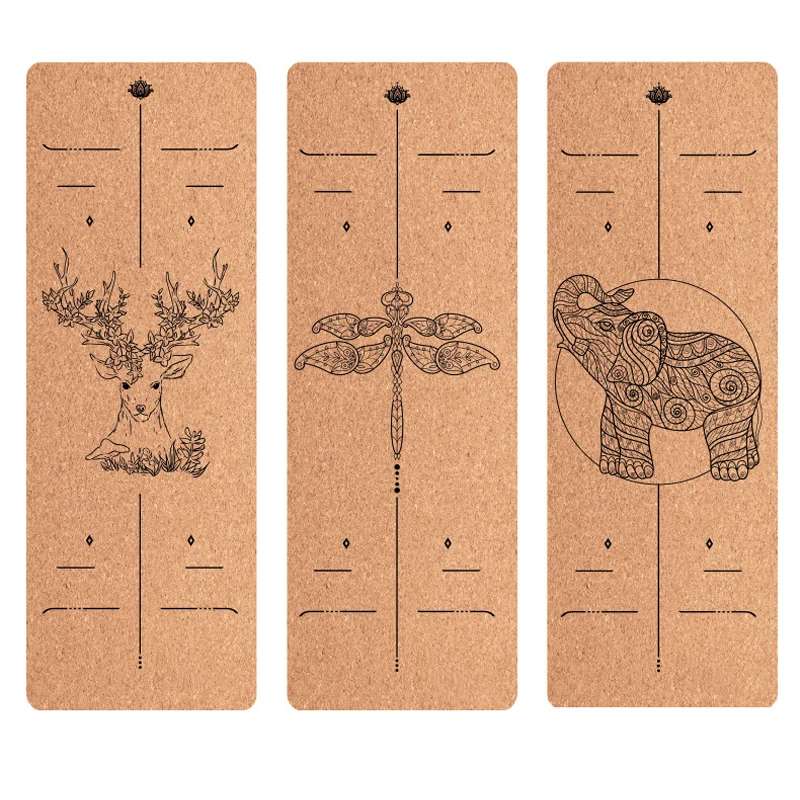 

4mm Cork TPE Yoga 183*65cm Printed Non-slip Home Fitness Pad Gymnastics Pilates Training Sport Beginners Mat Customized