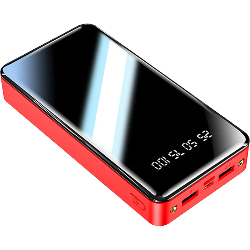 

Dual input and dual output, full screen mirror LED digital display, large capacity 40000mA miniature mobile power supply, Black+red+blue