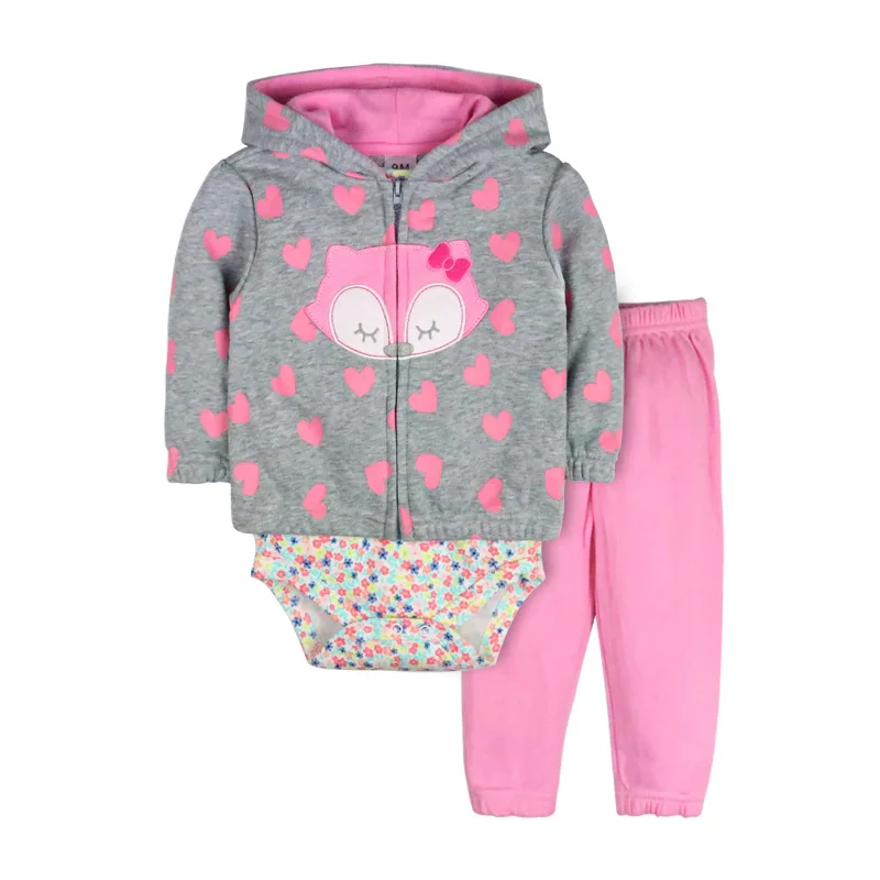 

Wholesale new design 100% cotton baby hoodie jacket set fancy baby winter clothes
