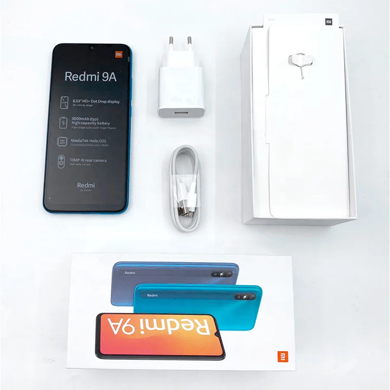 
Global Version Xiaomi Redmi 9A 2GB 32GB Smartphone 5000mAh Big Battery MTK Helio G25 Octa-core 6.53 HD+ display 13MP AI Camera 