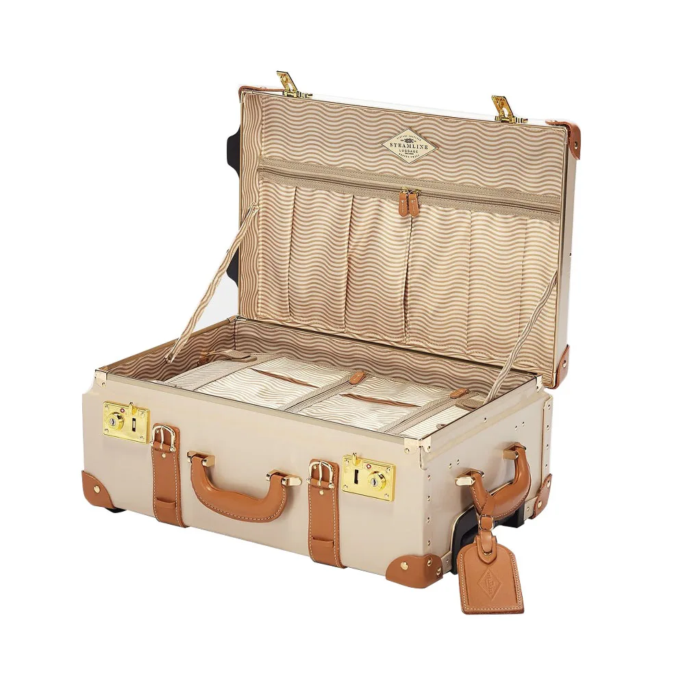 2019 New design trendy vintage kakhis portable leather luggage suitcase set