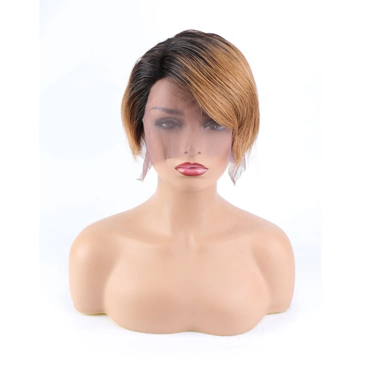 

Good quality Toocci Women Short Pixie Cut Brazilian Human Hair Wig Length 8 inch easy to wear blonde wig