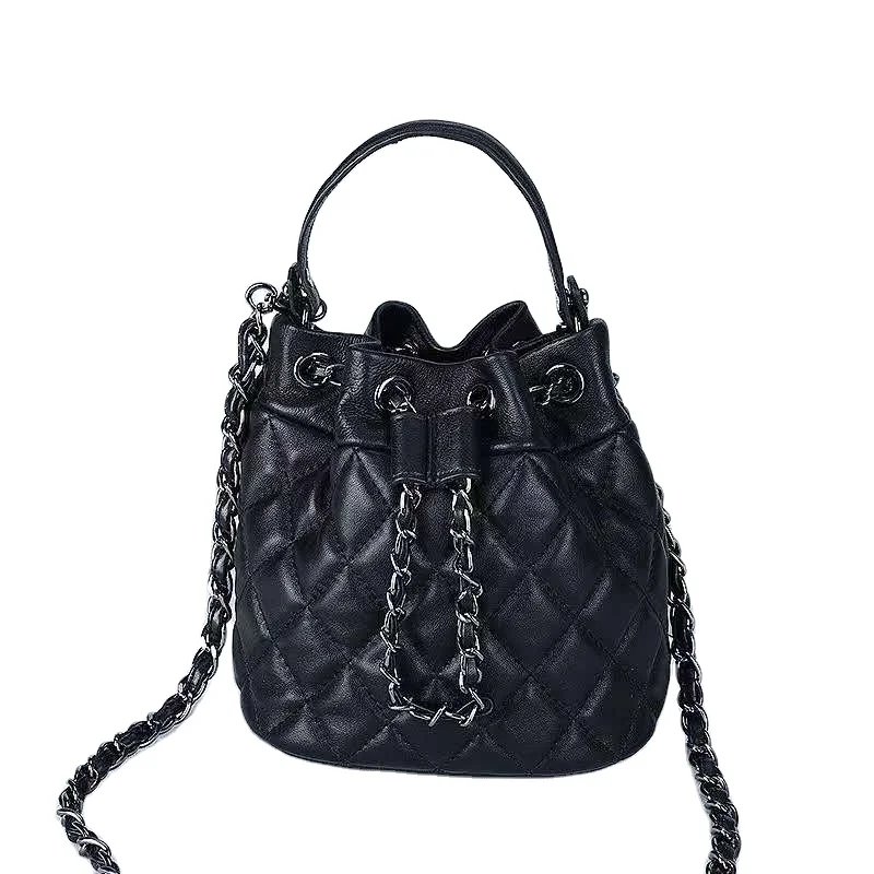 

Quilted Lattice Lambskin Shoulder Bag Designer Crossbody Chain Bucket Bag Women