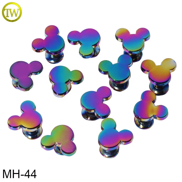 

custom logo design rainbow mickey Coating Female And Male Binding Post Chicago Screws for bag, Not fade/keep color long time