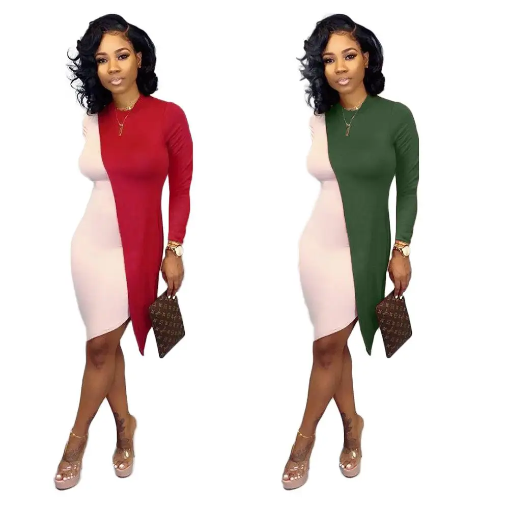 

FM-Y5134 2019 Wholesale Clothes women casual dresses ladies elegant dresses women knee length casual dresses, As pic