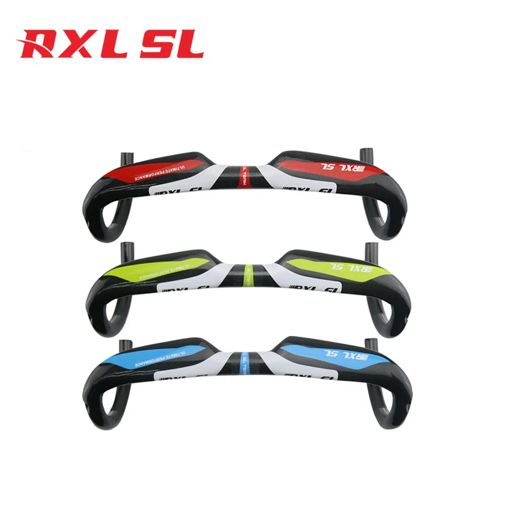 

RXL SL Carbon Road Drop Handlebar Cycling 31.8mm Bike Handle Bar 3K Glossy Internal Routing Carbon Handlebars, Red/blue/green
