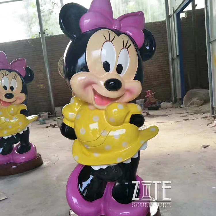 Colorful Life Size Fiberglass Resin Cartoon Mickey Mouse Statue For