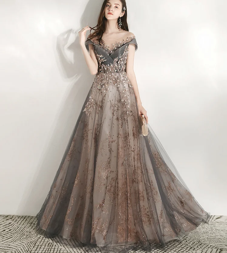 

2021 latest party gowns girls' elegant evening elegant party dresses for women, Picture color