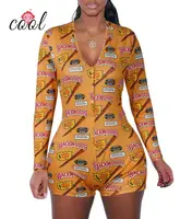 

Wholesale custom Bodycon Stretchy Backwoods Onesie Shorts Rompers Adult Onesie Pajamas For Women