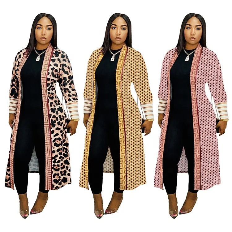 

2020 new autumn clothesclear coat sexy new long-sleeved leopard print loose casual long coat women's cardigan, 3 colors