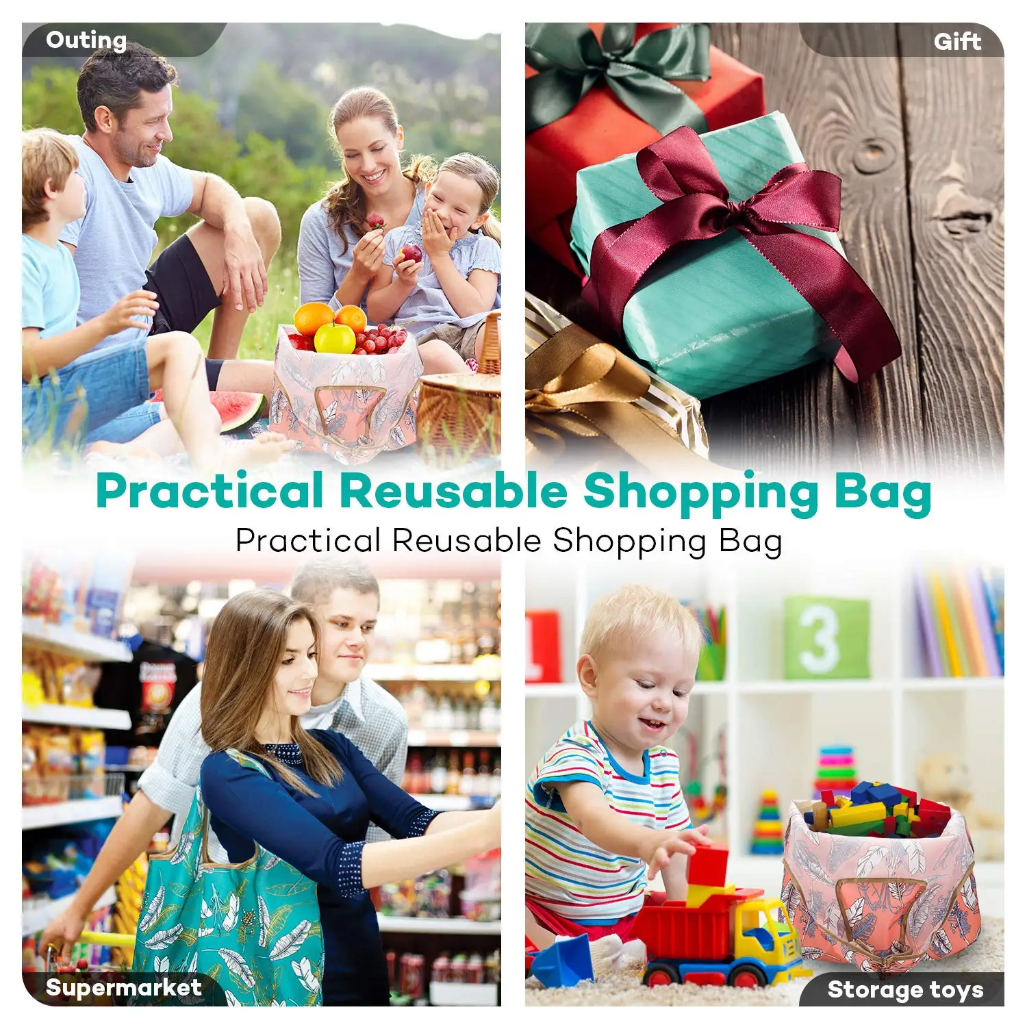 Eco nylon reusable plastic foldable custom shopping bag with logos
