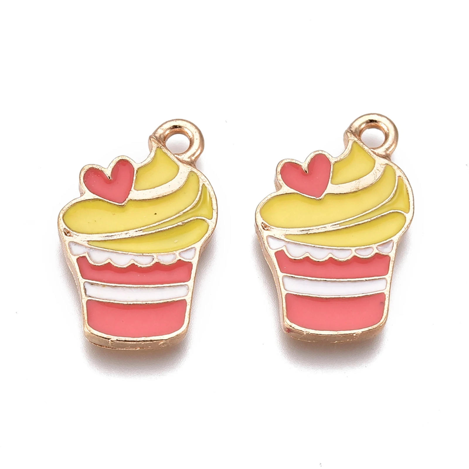 

PandaHall Cup Cake Colorful Gold Alloy Enamel Pendants