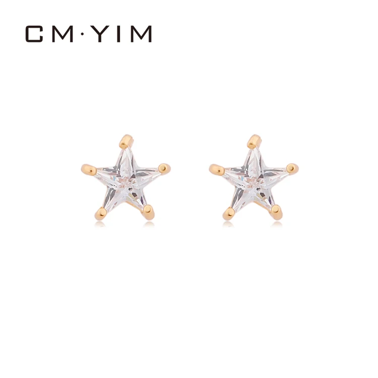 

CM YIM Jewelry fashion simple women's 18K five pointed star earrings