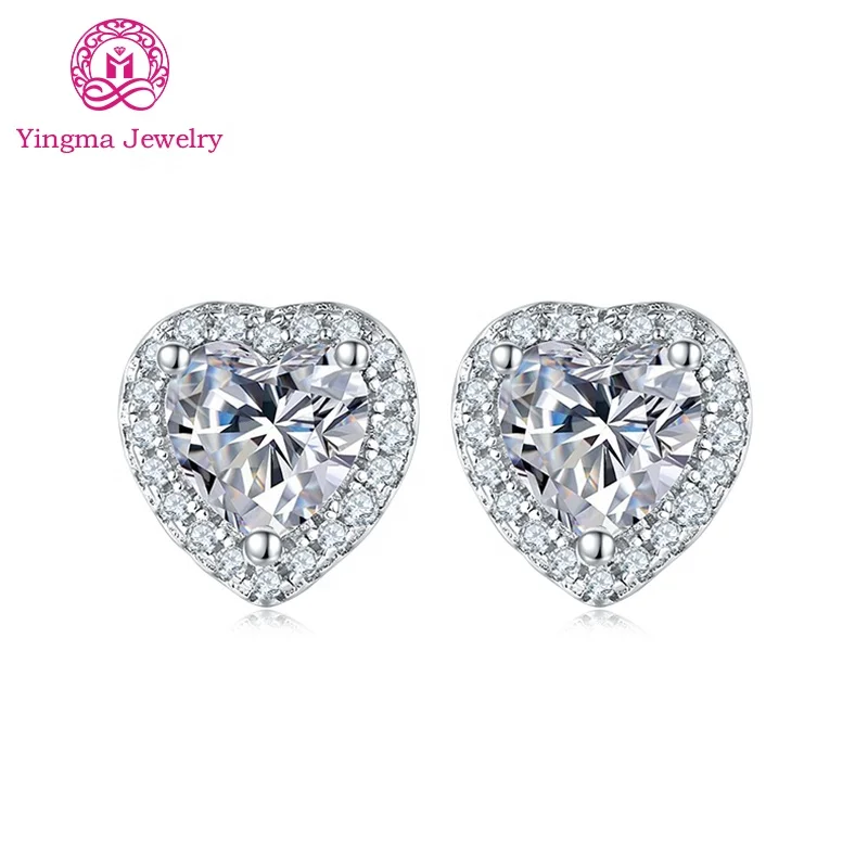 Graceful Heart-Shape 5mm 0.5 Carat Moissanite Earrings 925 Sterling Silver 2 Moissanite Stones Gold for Party Factory Direct