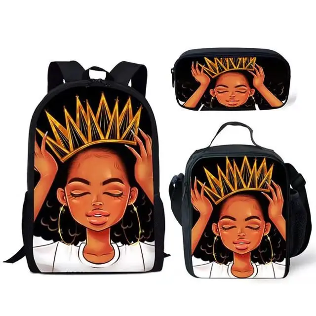 

Customize Logo Book Bags Art African Primary School Hold Books And Pencil Case Lunch Box School Printed Students Backpack, Support customize