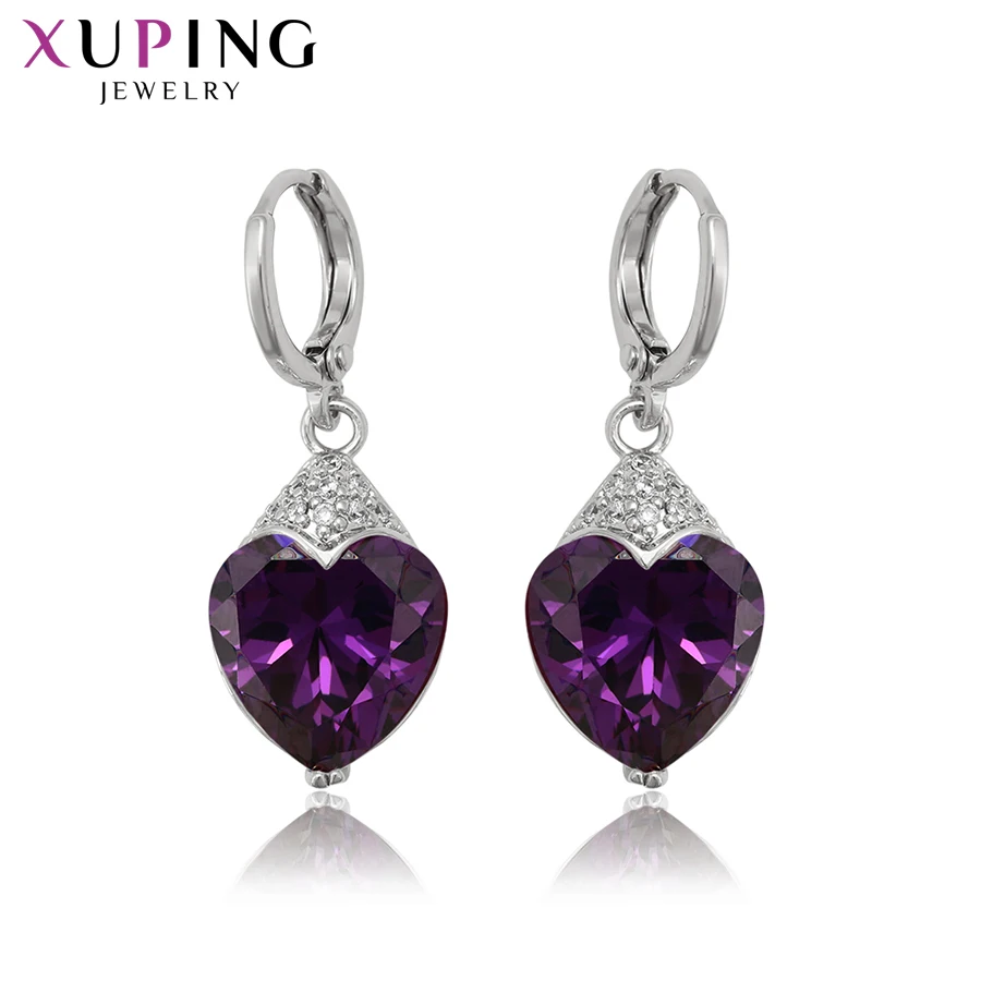 

27656 xuping fashion elegant simple zircon earrings luxury women platinum plated crystal drop earrings