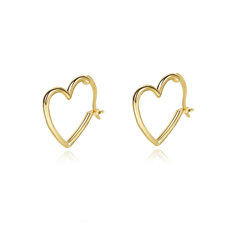 

VIANRLA 925 Sterling Silver Jewelry Minimalist Heart Earrings 18K Gold Earrings For Women Free Laser Logo Wholesale