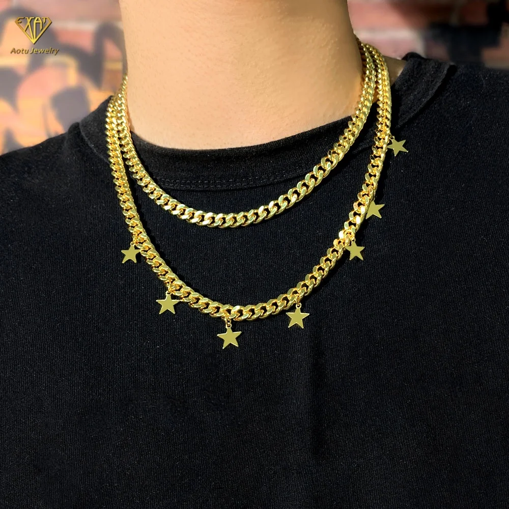 

Wholesale Hip Hop Jewelry Smooth Cuban Star Accessories Men Fashion Necklace