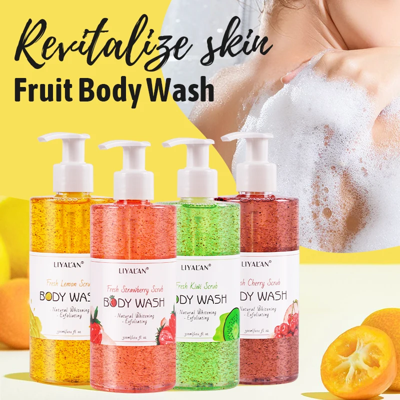 

Wholesale Whitening Bodywash Natural Organic Kiwi Cherry Lemon Body Wash Moisturizing Fruit Scrub Shower Gel