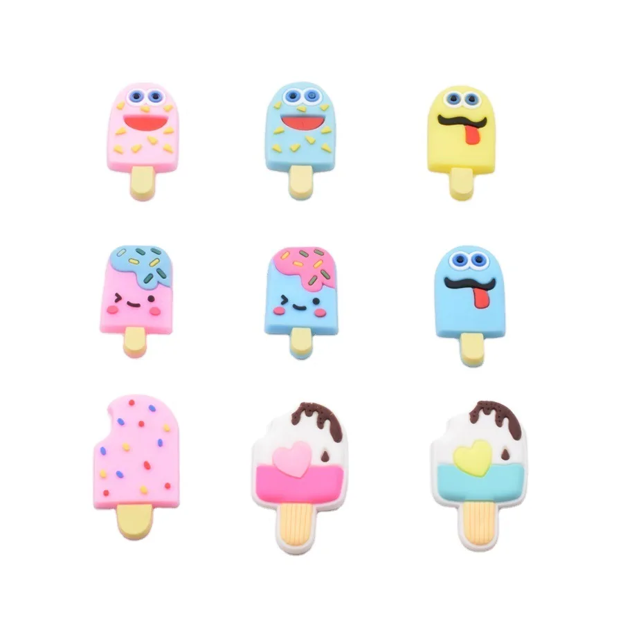 

Amazon Hot Selling Lady Girly ice cream Design Woman Clog Accessories DIY Flat Charms for Shoes Clothes Bags, As picture