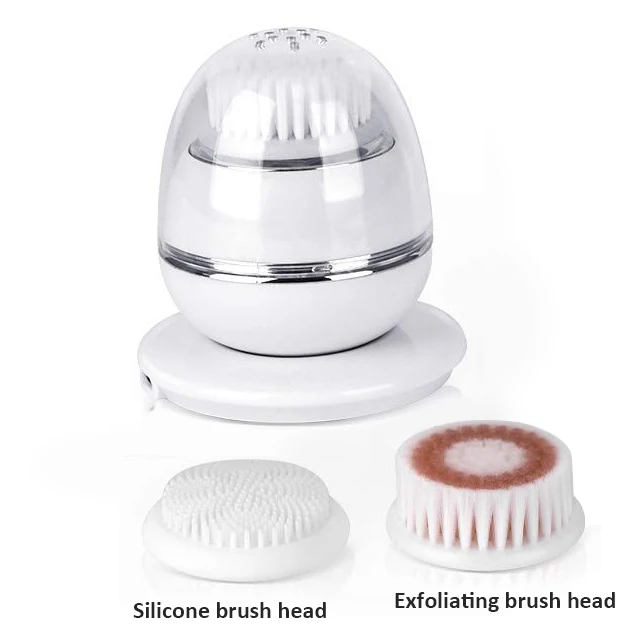 

Factory private label LED light electric facial cleansing brush cleanser with silcione brush head for all skin type