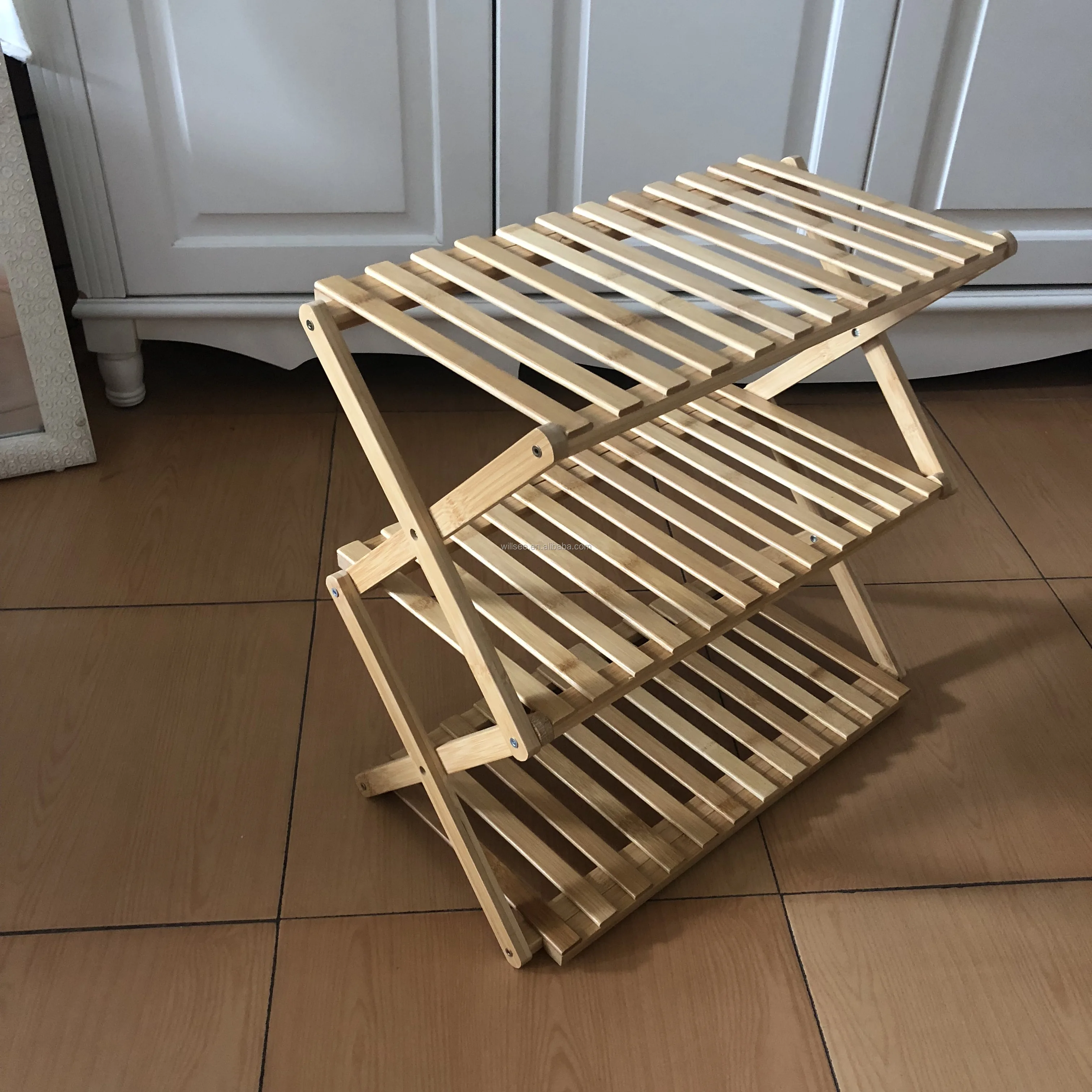 bk-116,环保竹花园竹子三级花盆展示架可以竹露营架鞋架