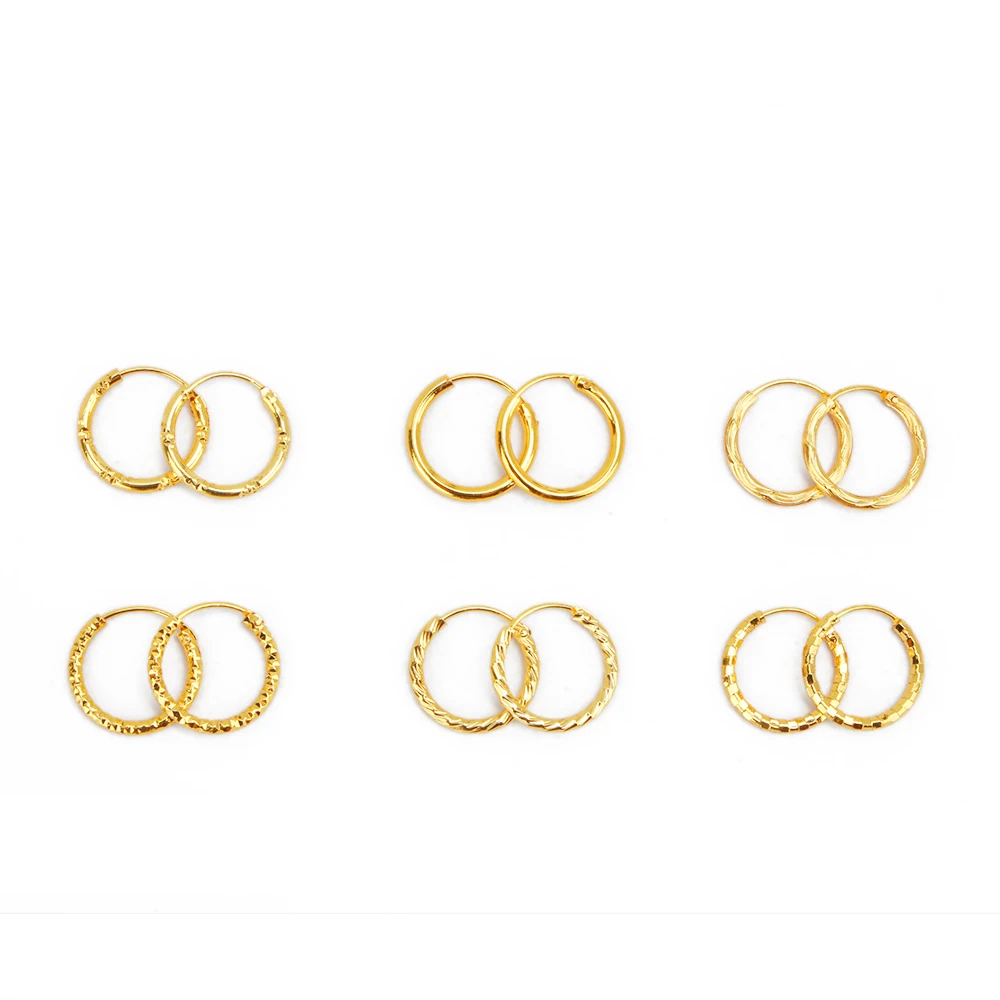 

Jinxiuxing Huggie Earrings 24k Gold Plated Fashion Earring Hoops Gold Filled Solid Earring Women Wholesale, Golden