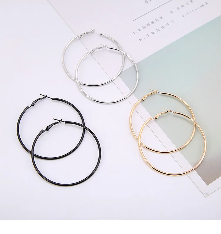 

Big Hoop Gold Plated Earrings Circle Huggies Earrings Fashion Loop Earrings
